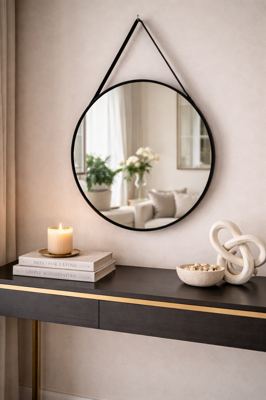 Modern Round Hanging Wall Mirror – Stylish Home Decor Accent