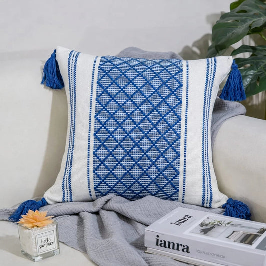 Boho Tassel Cushion Cover – Geometric Decorative Pillow