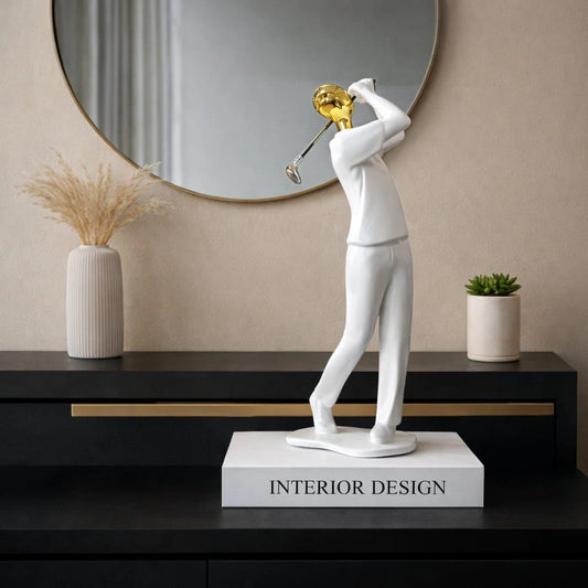 Modern Golf Player Sculpture – Luxury Sports Theme Home Decor