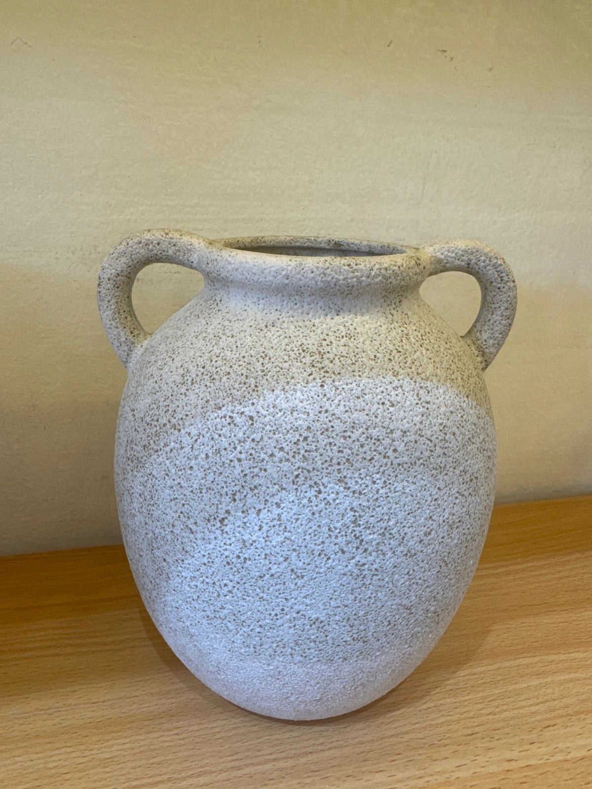 Rustic Speckled Ceramic Handle Vase – Modern Farmhouse Decorative Vase