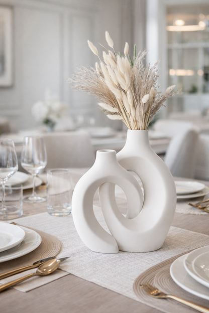 Modern Hollow Sculptural Ceramic Vase Set – Minimalist Decorative Vases (Set of 2)