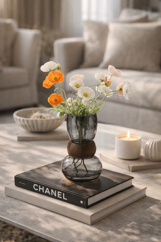 Modern Smoked Glass Decorative Vase – Luxury Table Decor