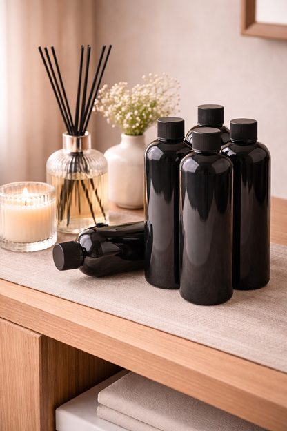Black Diffuser Refill Bottle – Aromatherapy Fragrance Oil Container