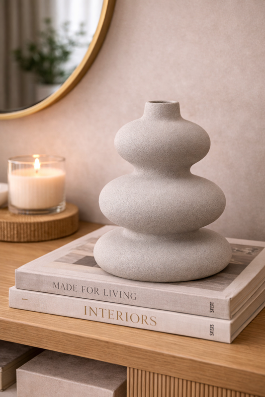 Modern Sculptural Pebble Ceramic Vase – Minimalist Decorative Vase