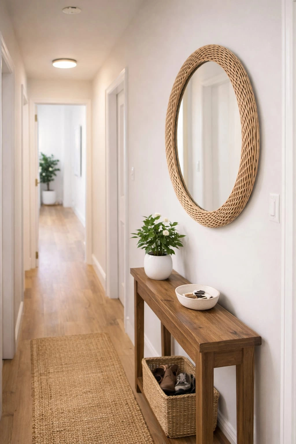 Oval Rattan Wall Mirror – Natural Woven Frame Home Decor