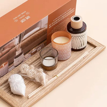 Vanilla Home Fragrance Gift Set with Reed Diffuser & Candles