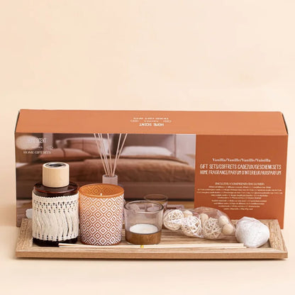 Vanilla Home Fragrance Gift Set with Reed Diffuser & Candles