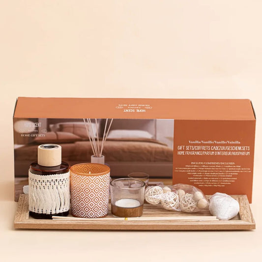 Vanilla Home Fragrance Gift Set with Reed Diffuser & Candles
