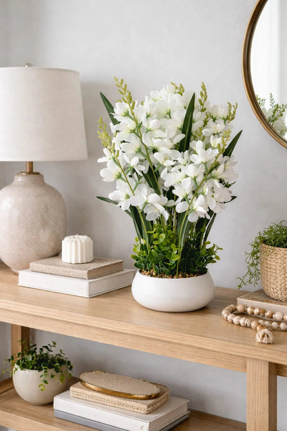 Artificial Potted Flowers – Large Tabletop Floral Decor