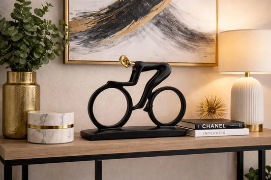 Modern Biker Resin Figurine – Artistic Cycling Home Decor