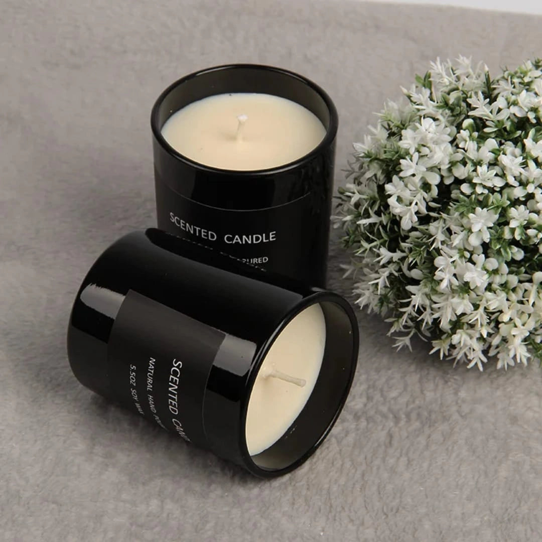 Luxury Soy Wax Scented Candle – Minimalist Black Glass Jar