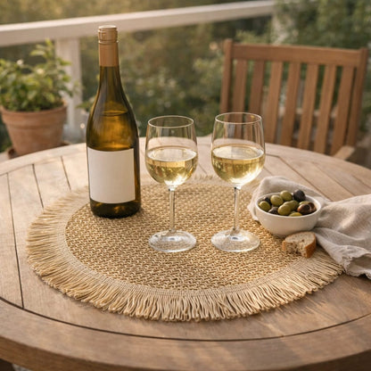 6PCS Round Jute Table Mats – Natural Woven Dining Placemats