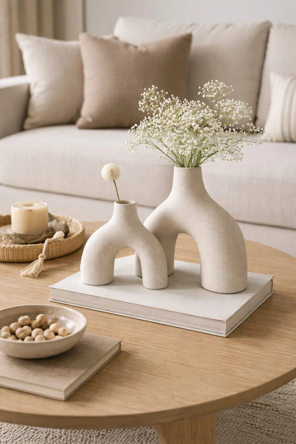 Modern Arch Ceramic Decorative Vases – Minimalist Home Decor Set