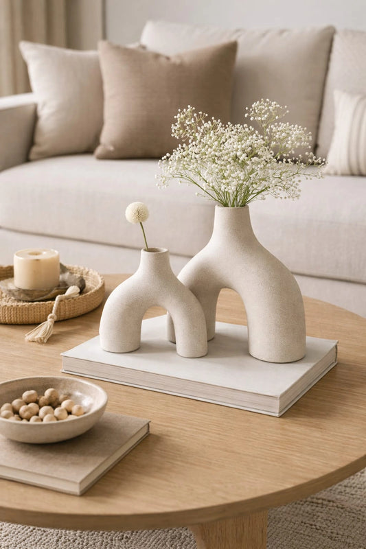Modern Arch Ceramic Decorative Vases – Minimalist Home Decor Set