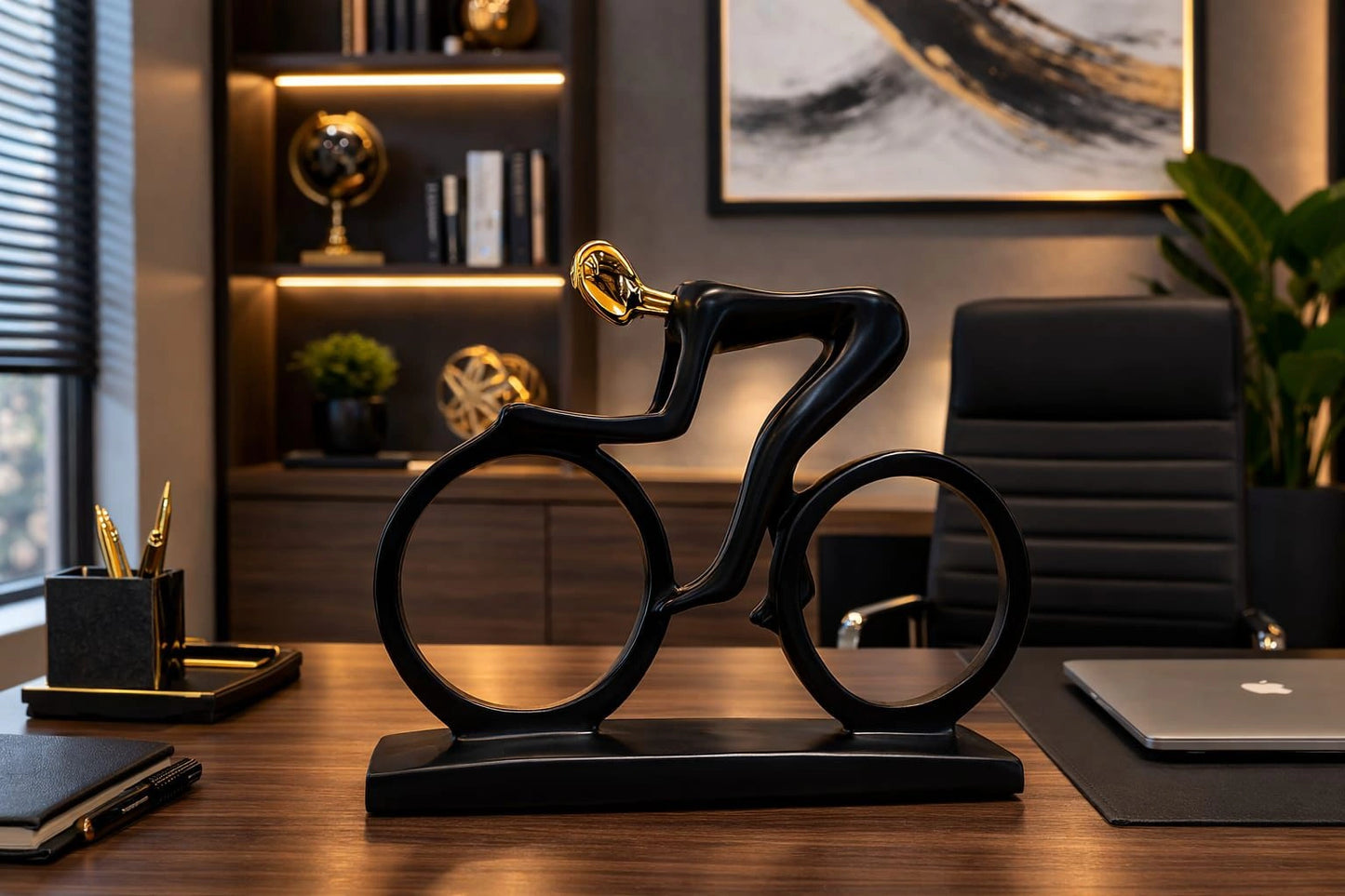 Modern Biker Resin Figurine – Artistic Cycling Home Decor