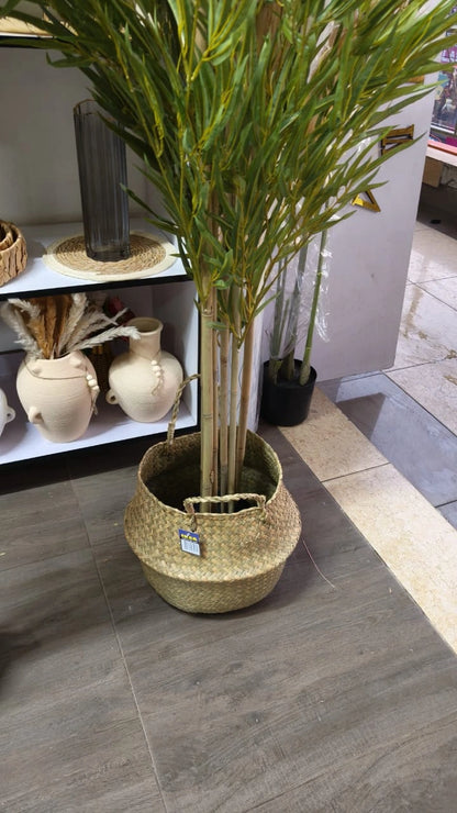 Handwoven Storage Basket with Handles – Natural Woven Blanket Basket