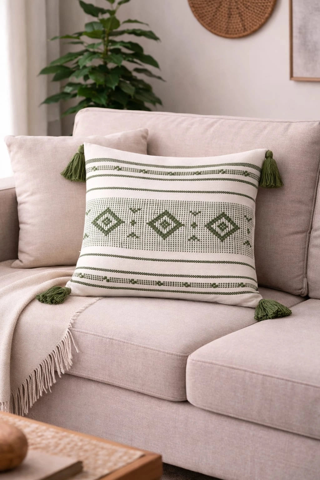 Boho Tassel Cushion Cover – Geometric Decorative Pillow