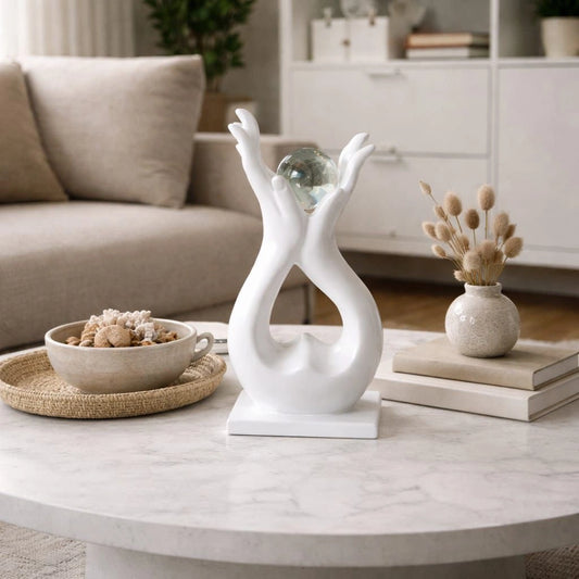 Elegant Hand Sculpture Decor with Crystal Ball – Modern Home Accessory