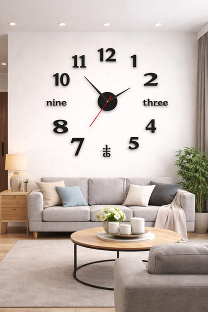 3D Large Acrylic Wall Clock with Pendulum – Modern Wall Decor