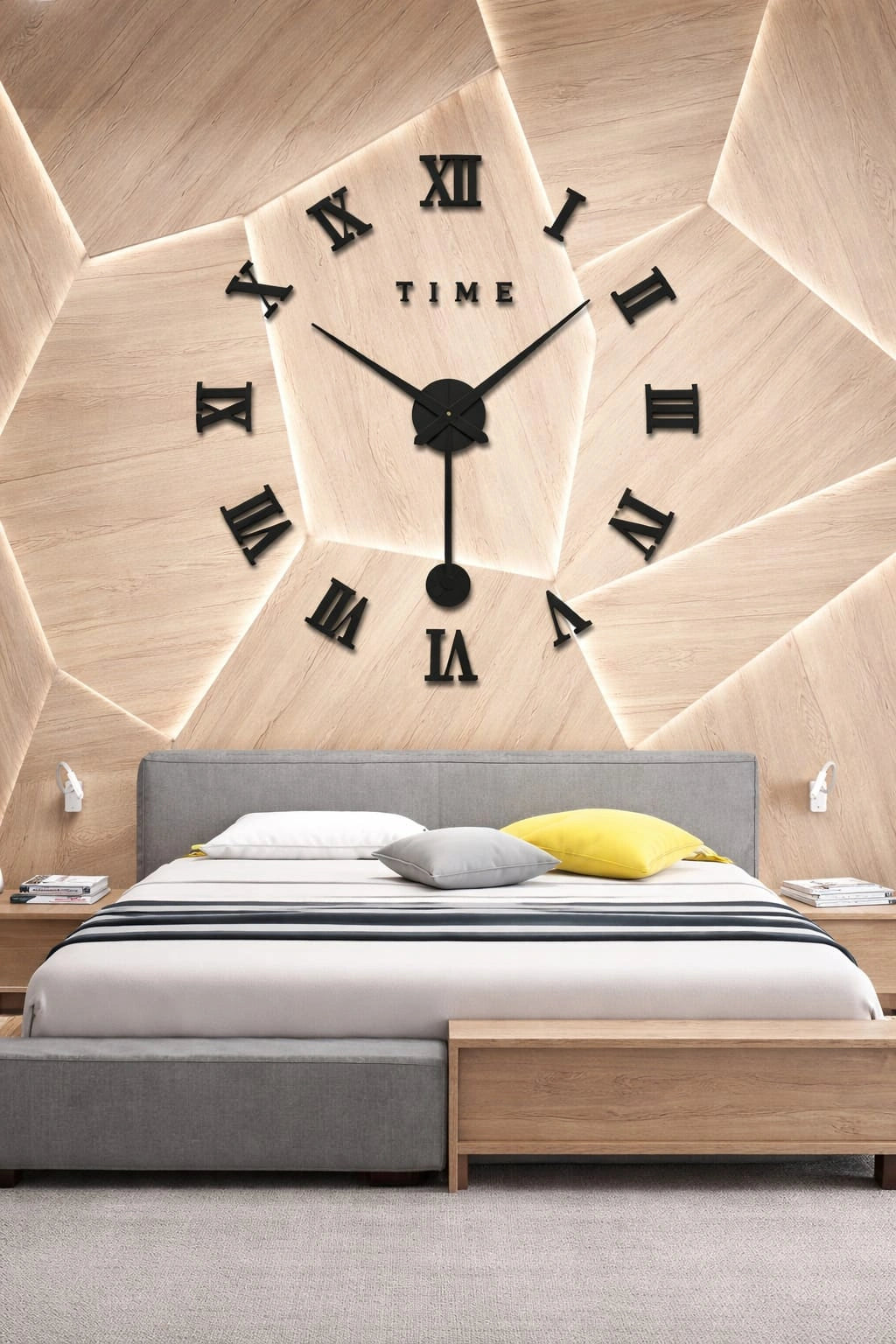 3D Large Roman Numeral Acrylic Mirror Wall Clock with Pendulum