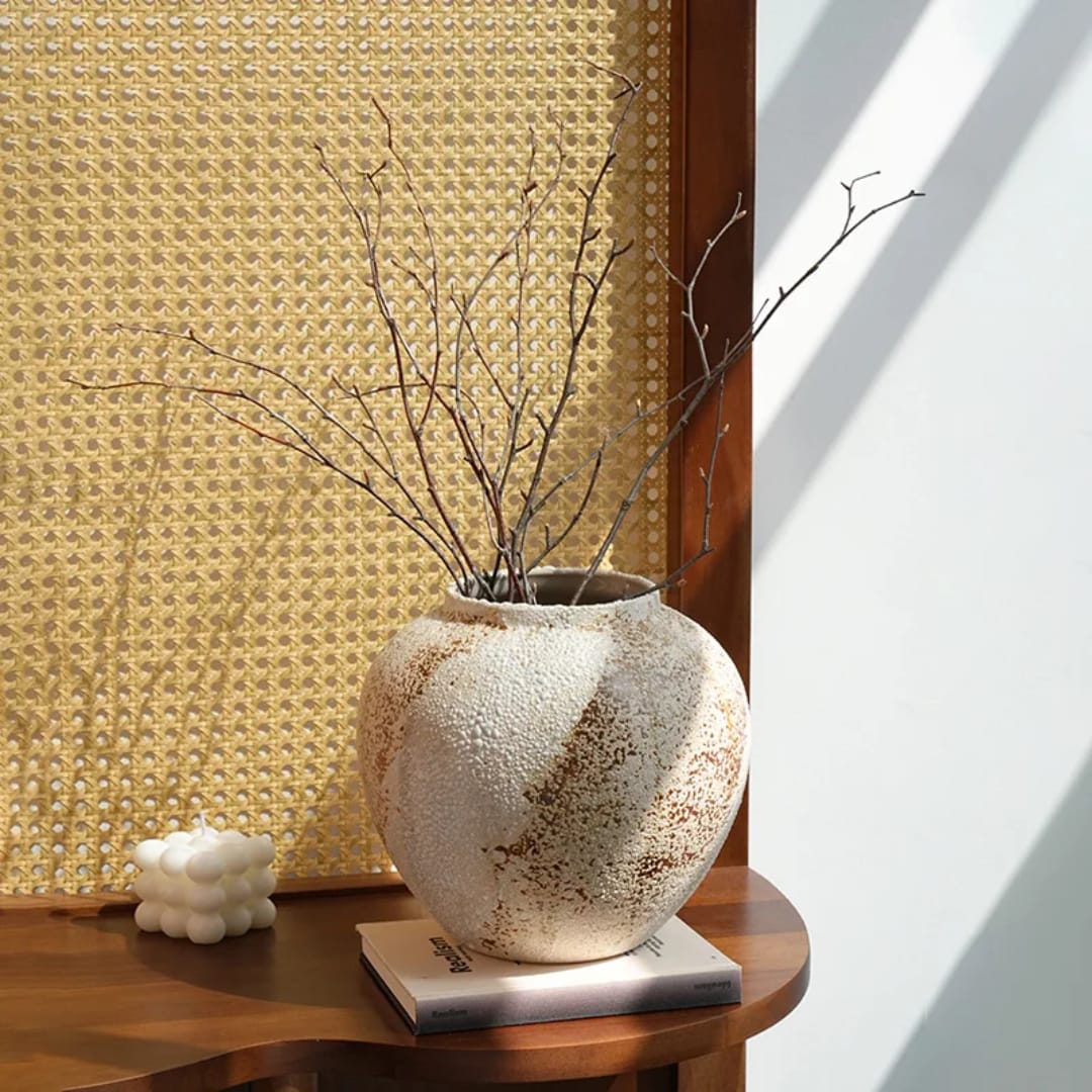 Rustic Textured Ceramic Vase Set – Modern Decorative Home Decor