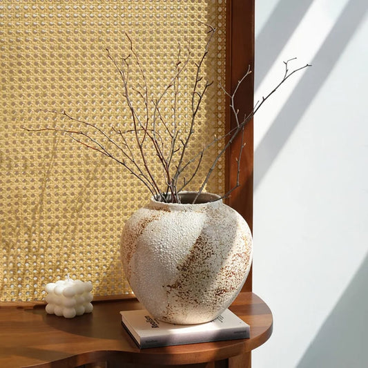 Rustic Textured Ceramic Vase Set – Modern Decorative Home Decor