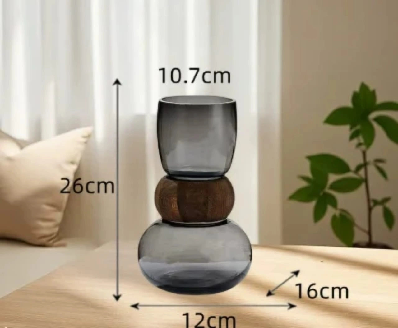 Modern Smoked Glass Decorative Vase – Luxury Table Decor