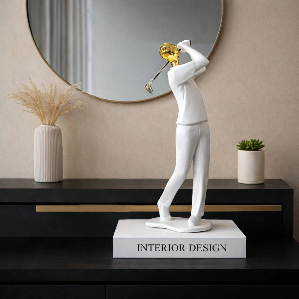 Modern Golf Player Sculpture – Luxury Sports Theme Home Decor