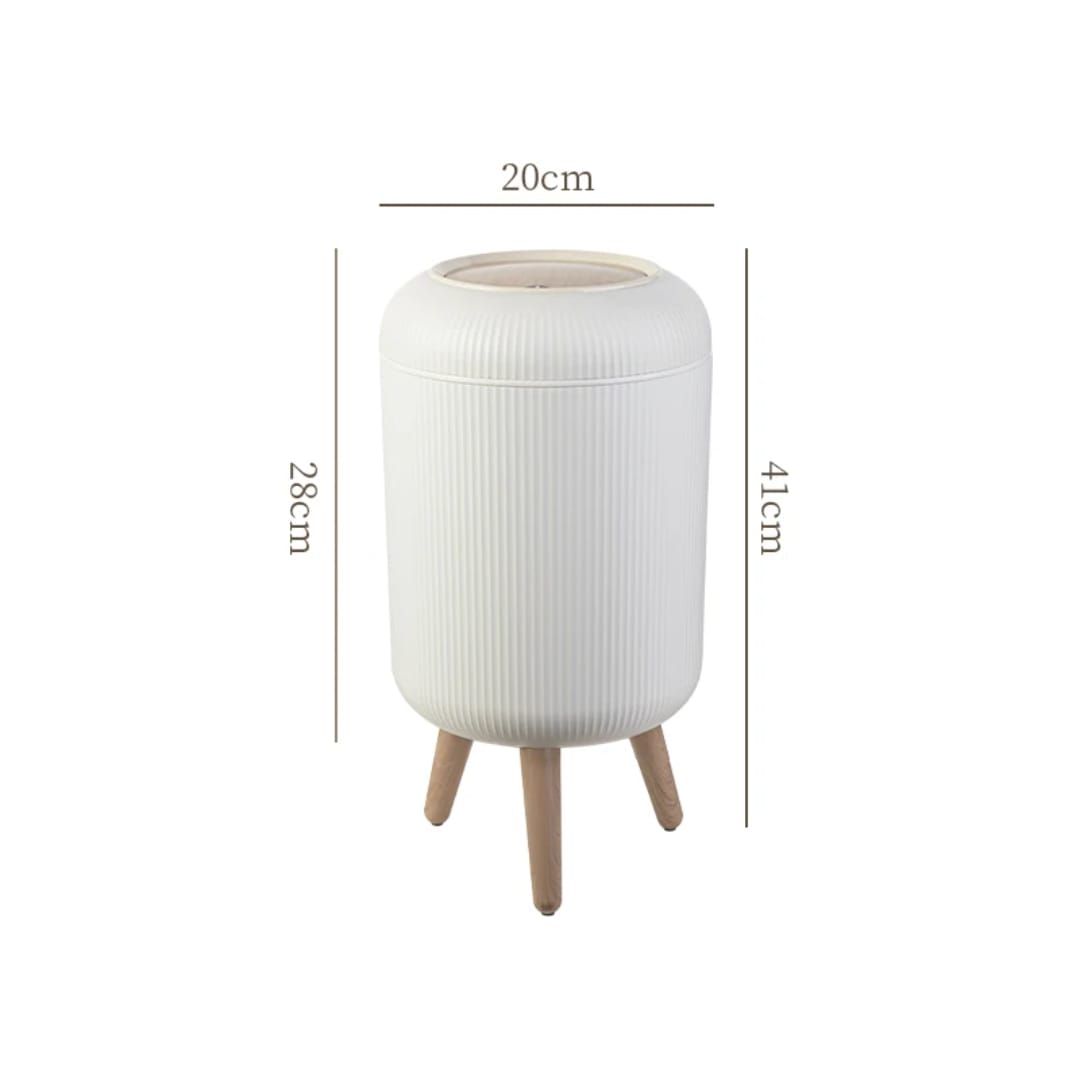 Modern Ribbed Bathroom Waste Bin with Flip Lid – Home Organizer
