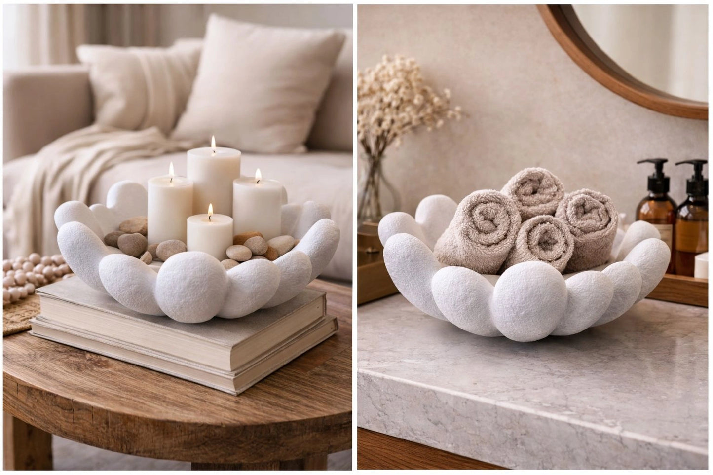 Modern Sculptural Pebble Decorative Bowl – Minimalist Centerpiece Tray