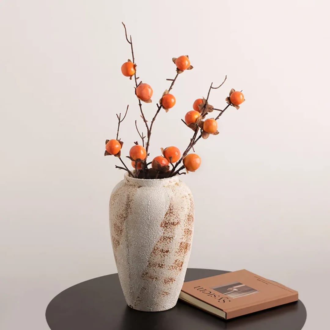 Rustic Textured Ceramic Vase Set – Modern Decorative Home Decor
