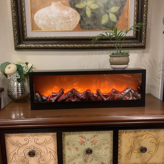 Vintage Nordic 3D LED Electric Fireplace – Modern Interior Decor