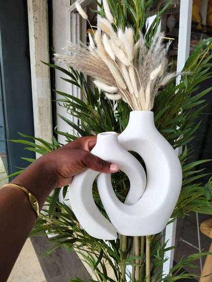 Modern Hollow Sculptural Ceramic Vase Set – Minimalist Decorative Vases (Set of 2)