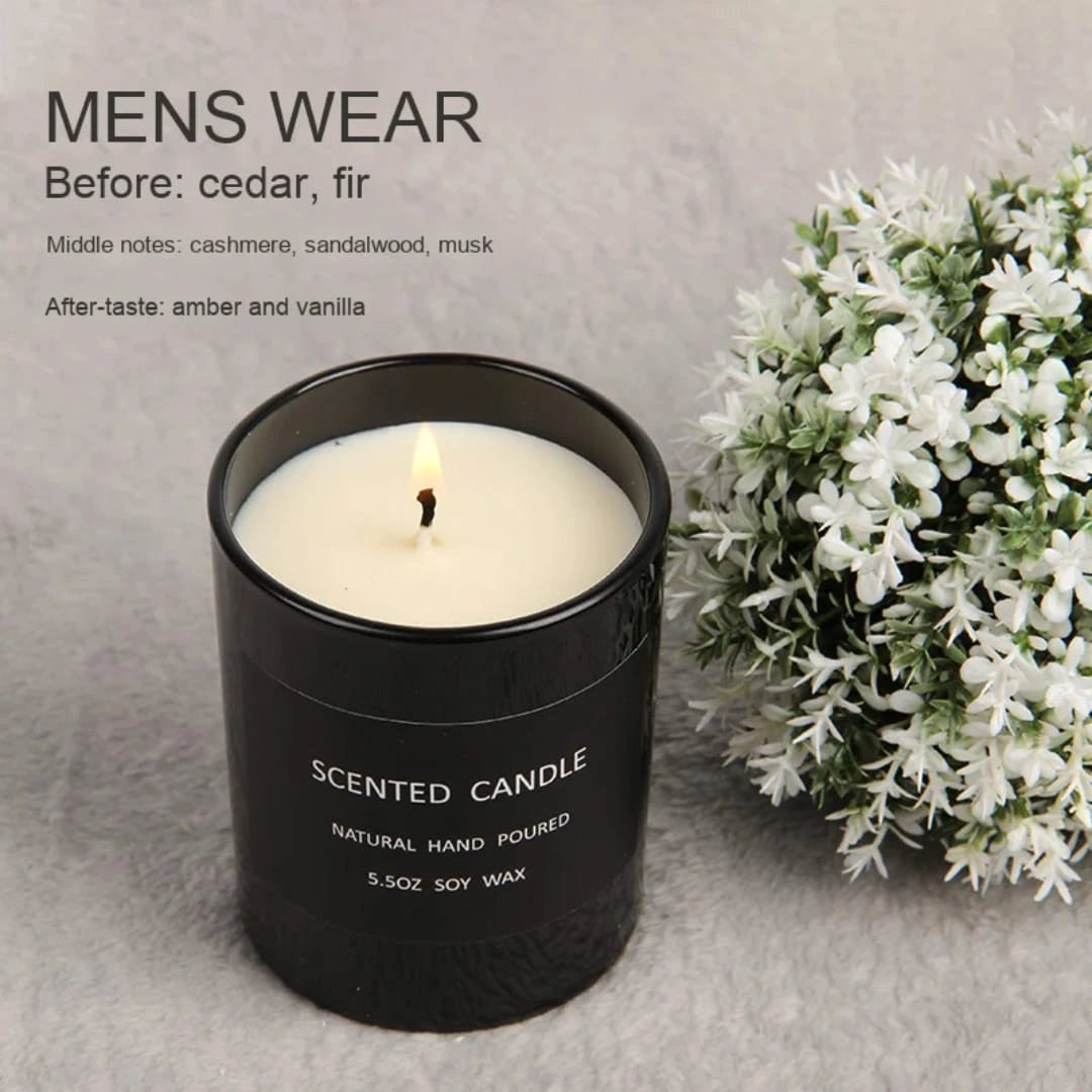 Luxury Soy Wax Scented Candle – Minimalist Black Glass Jar