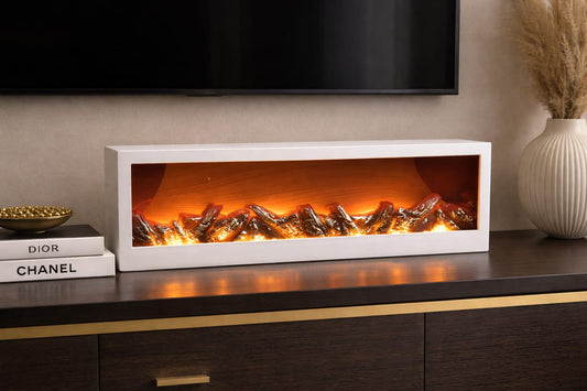 Vintage Nordic 3D LED Electric Fireplace – Modern Interior Decor