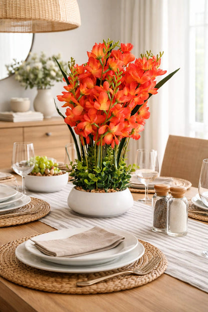 Artificial Potted Flowers – Large Tabletop Floral Decor