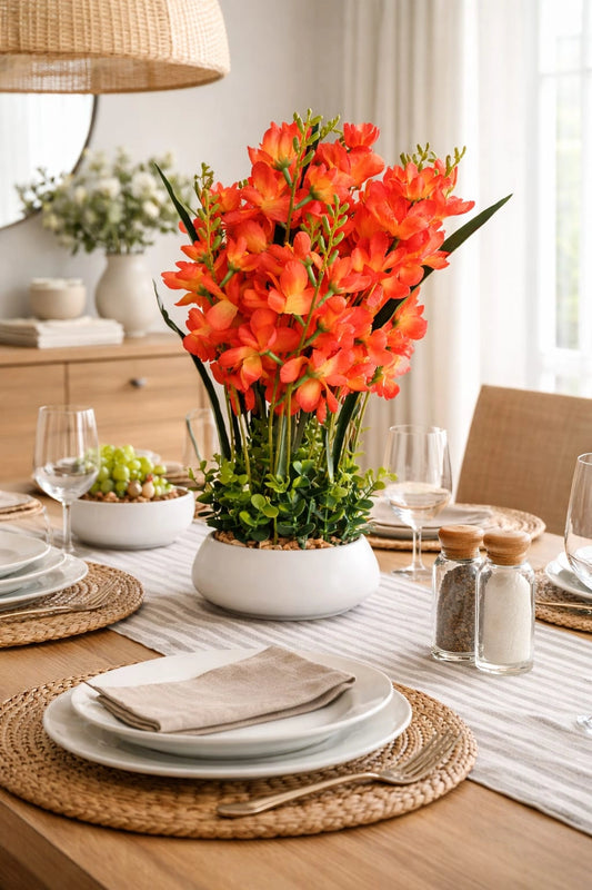 Artificial Potted Flowers – Large Tabletop Floral Decor