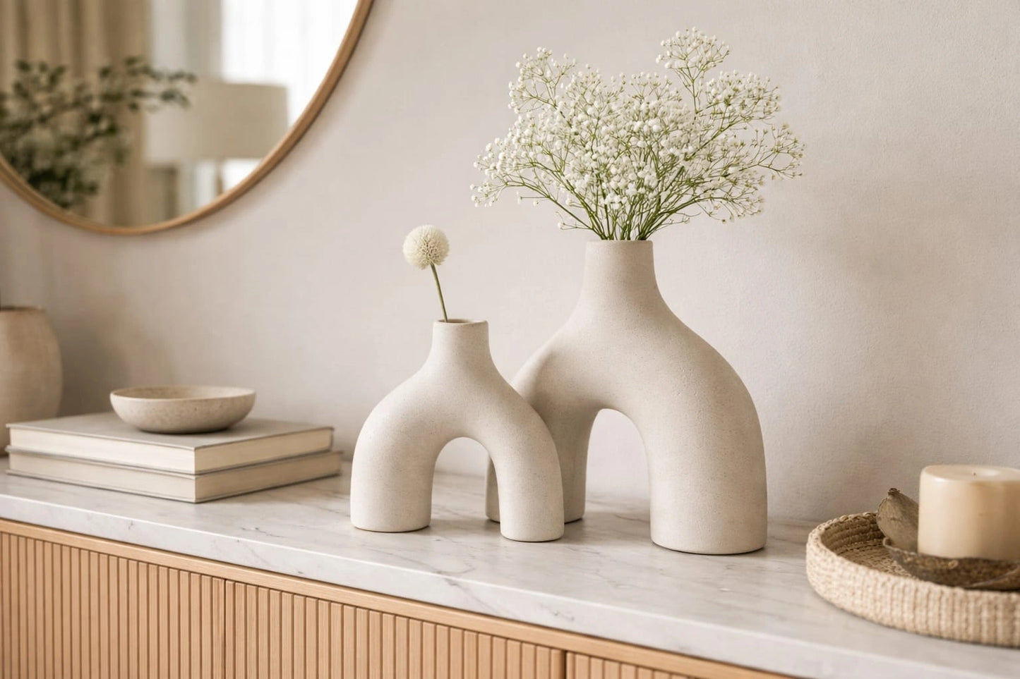 Modern Arch Ceramic Decorative Vases – Minimalist Home Decor Set