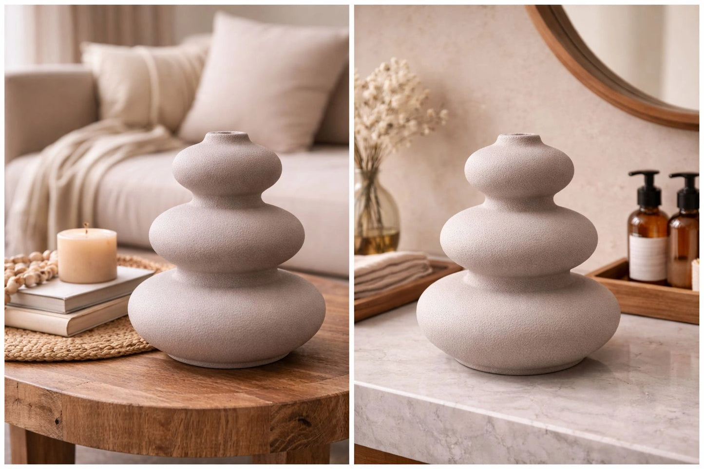 Modern Sculptural Pebble Ceramic Vase – Minimalist Decorative Vase