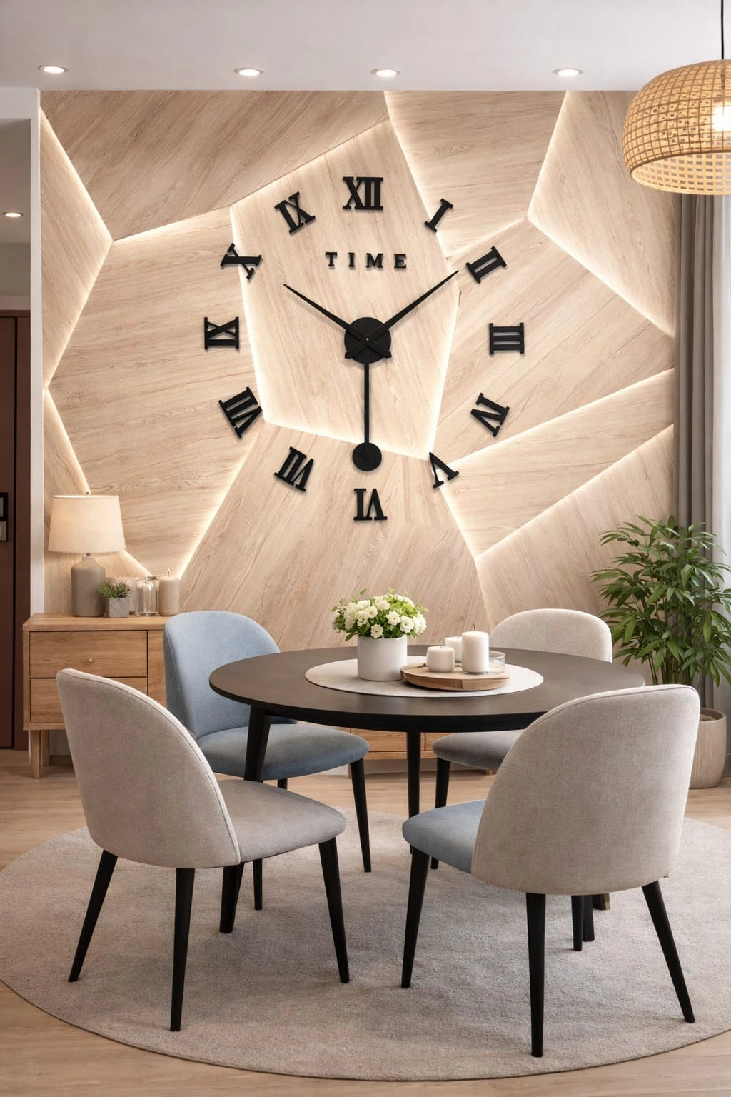 3D Large Roman Numeral Acrylic Mirror Wall Clock with Pendulum