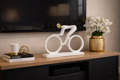 Modern Biker Resin Figurine – Artistic Cycling Home Decor
