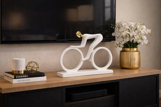 Modern Biker Resin Figurine – Artistic Cycling Home Decor