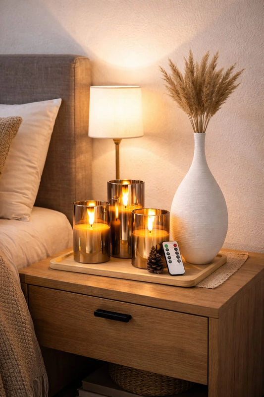 Set of 3 LED Flameless Candles with Remote – Luxury Smokeless Candle Decor