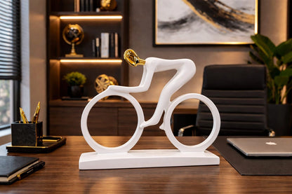 Modern Biker Resin Figurine – Artistic Cycling Home Decor