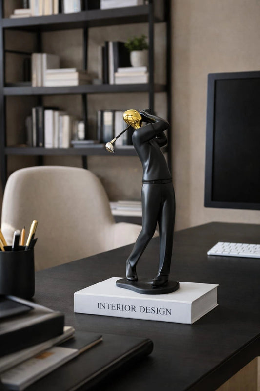 Modern Golf Player Sculpture – Luxury Sports Theme Home Decor