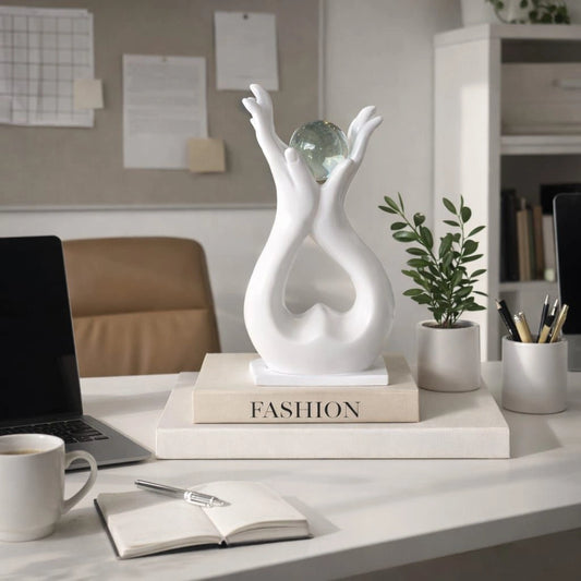 Elegant Hand Sculpture Decor with Crystal Ball – Modern Home Accessory