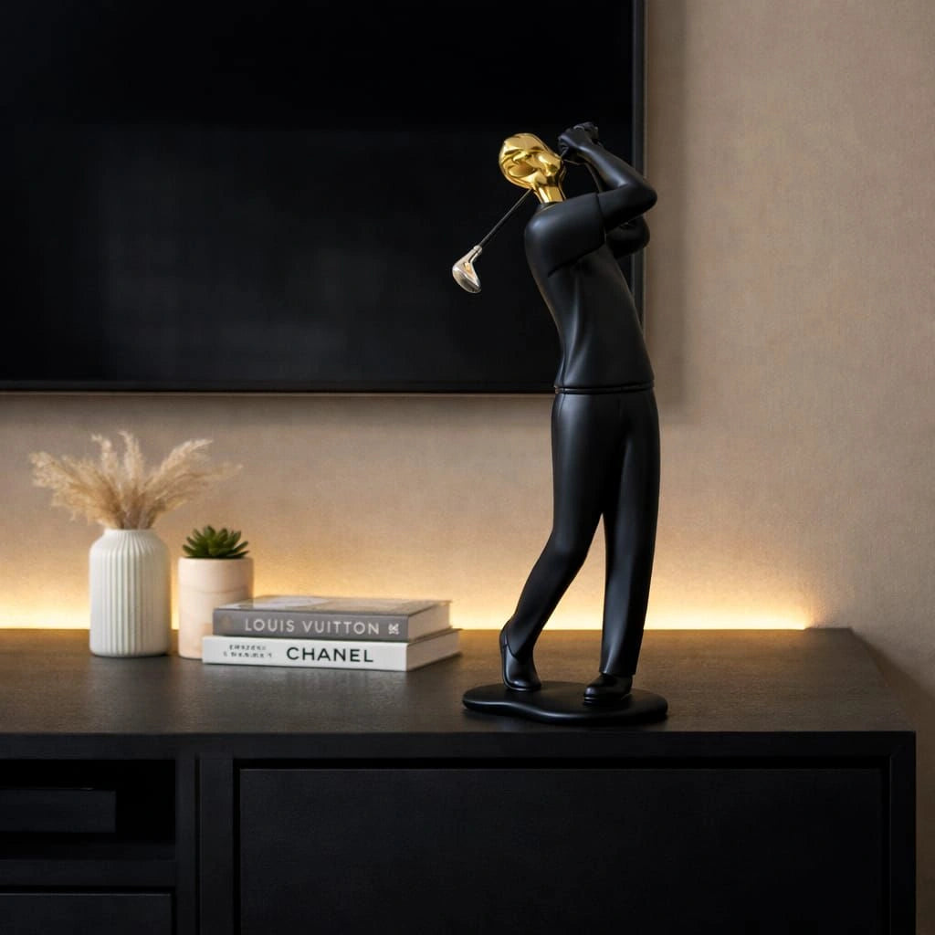 Modern Golf Player Sculpture – Luxury Sports Theme Home Decor