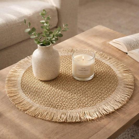 6PCS Round Jute Table Mats – Natural Woven Dining Placemats