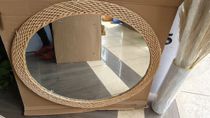 Oval Rattan Wall Mirror – Natural Woven Frame Home Decor