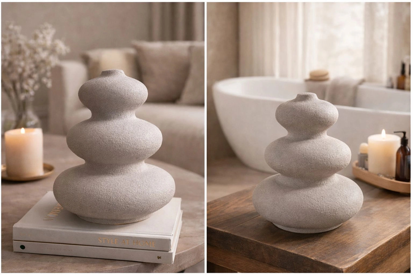 Modern Sculptural Pebble Ceramic Vase – Minimalist Decorative Vase